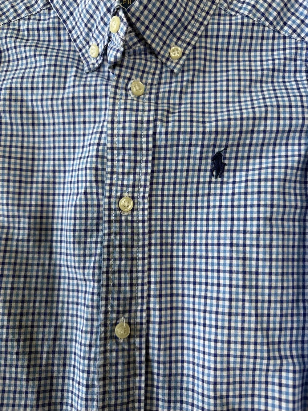 Ralph Lauren Blue & White Gingham Button-Down Shirt 3T